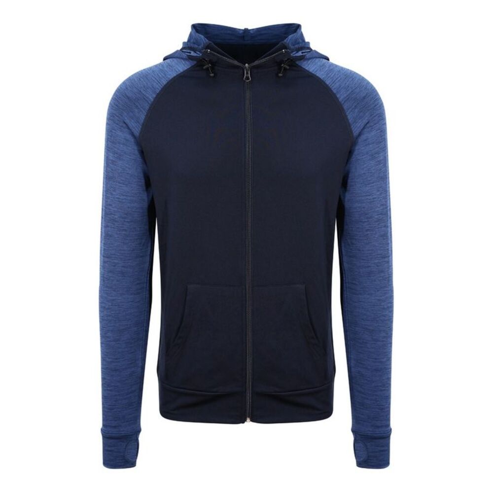 AWDis Just Cool Mens Contrast Zoodie / Navy/Navy Melange